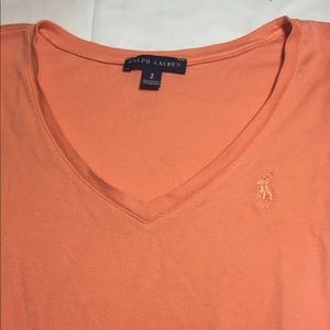 Ralph Lauren orange v-neck t shirt small